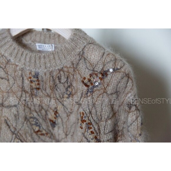 Brunello Cucinelli Sweater Mohair  Sequin Pullover knit women's Designer Size S - Picture 5 of 13